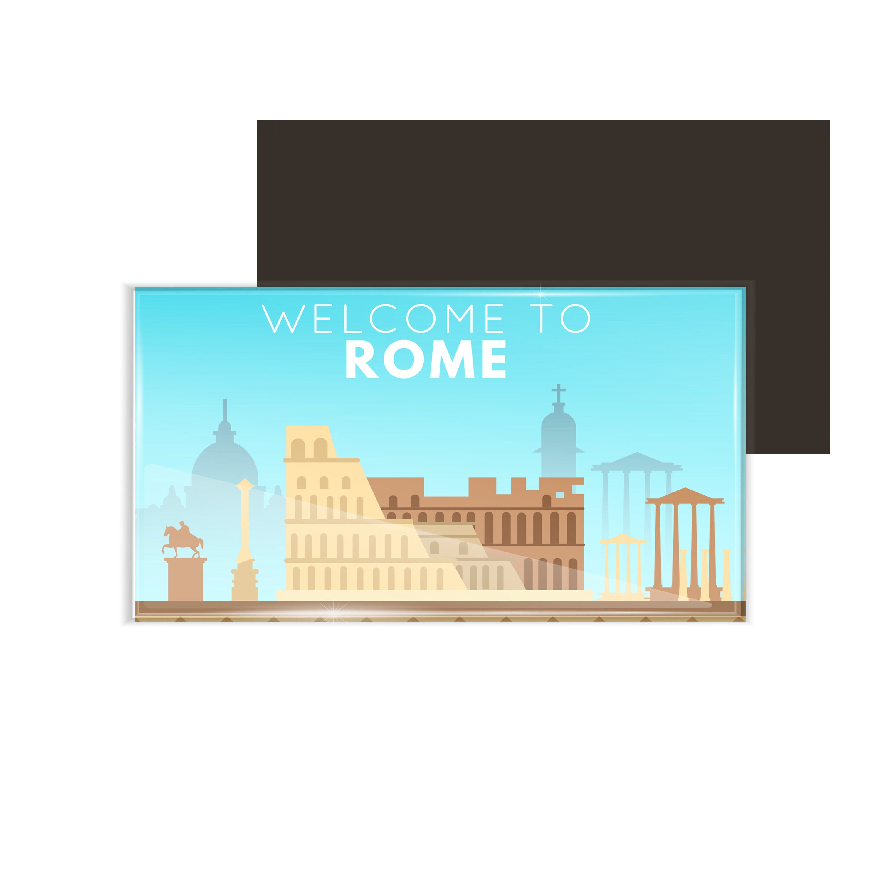 dhcrafts Fridge Magnet Rectangle Acrylic Glass (8.6 x 5.4 cm) Multicolor Travel Rome Design Pack of 1